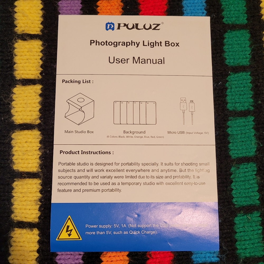 NWT Puluz 20cm Photography Light Box LED Portable Photo Studio 6 Colors Backdrop - Picture 7 of 11